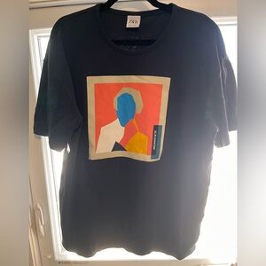 Zara graphic Tee Navy